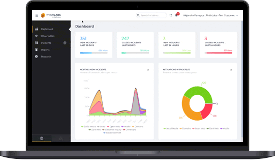 The PhishLabs Digital Risk Protection Platform Web App