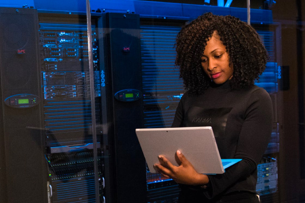 Engineer in server room