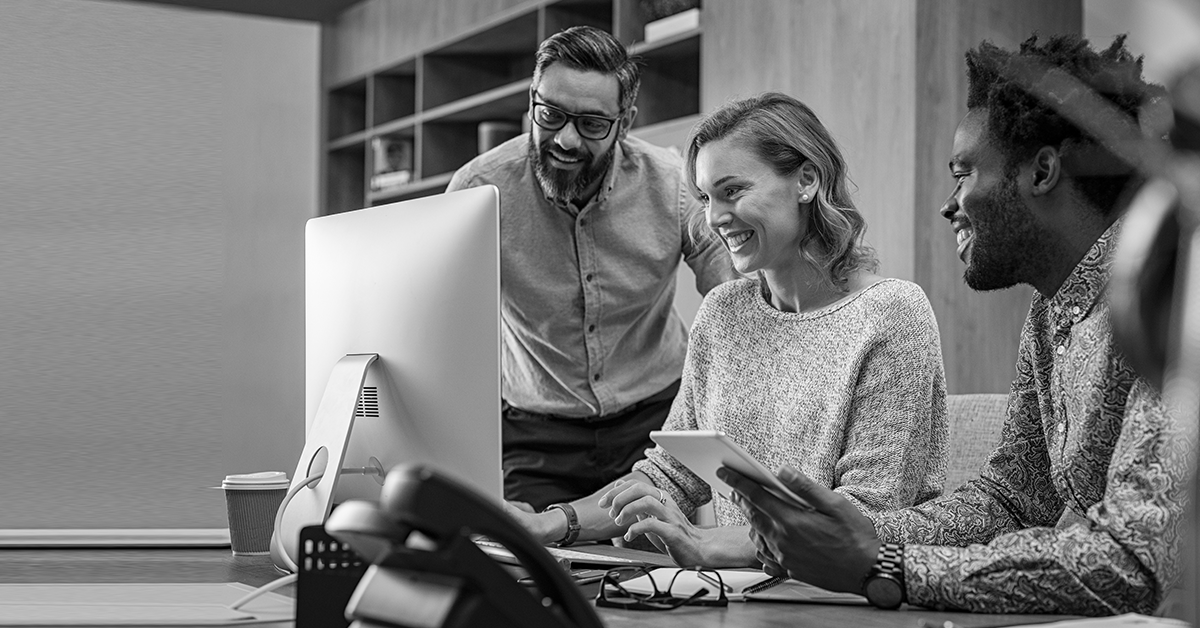 people working together at computers
