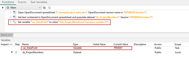 Using Variables Example