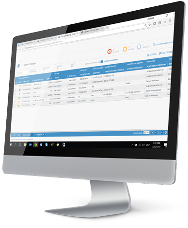 Desktop monitor showing Events Manager