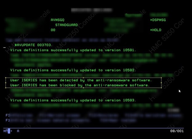 ransomware message on IBM i