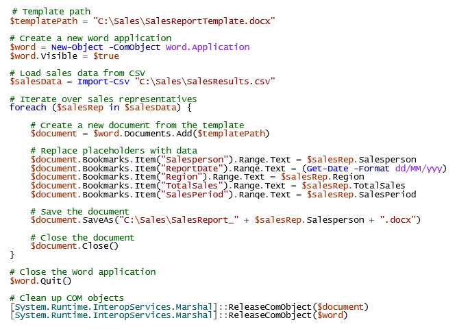 Word Automation Example