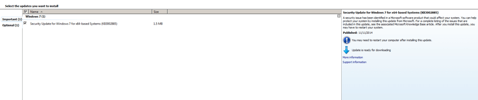 screenshot of windows update