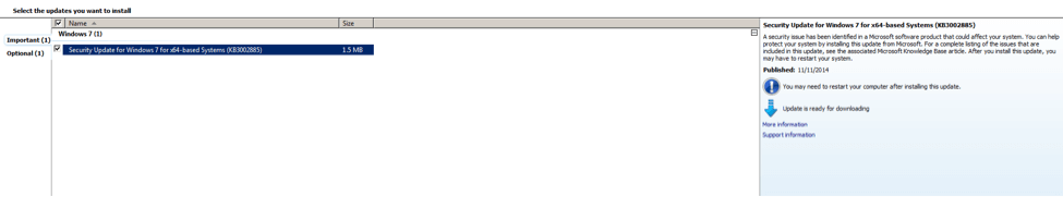 Screenshot missing 'Moderate'-risk MS14-079