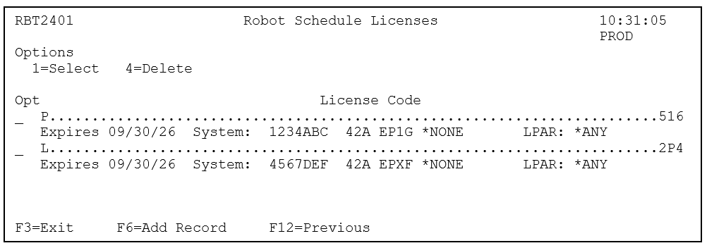 Robot Schedule Licenses