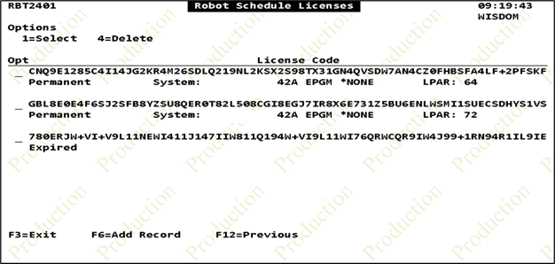 Robot Schedule Licenses