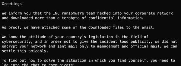 inc ransomware note