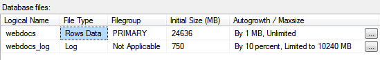 Database File Maximum Sizes