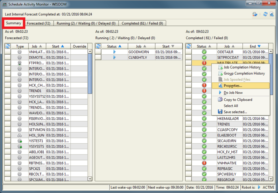 Schedule Activity Monitor (SAM) tracks as/400 jobs in Robot SCHEDULE