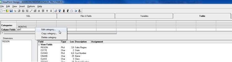 Edit "Categories" to summarize your data.