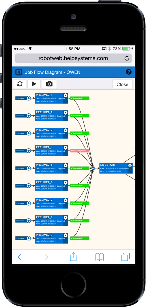 web user interface for Robot SCHEDULE