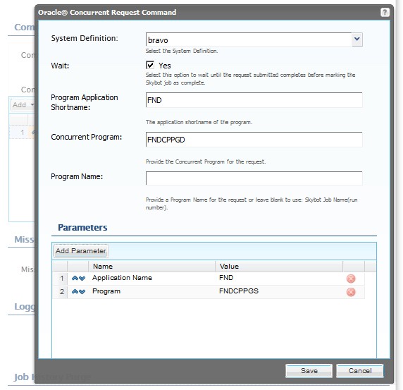 A custom job command within the Oracle job scheduler