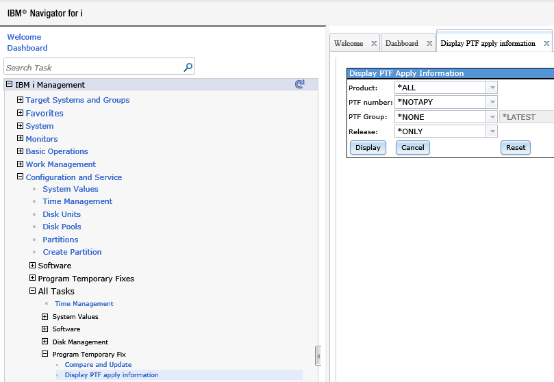 IBM Navigator for i PTF Apply Information in IBM i 7.3 IBM Navigator for i PTF Apply Information in IBM i 7.3