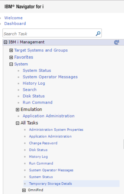 IBM Navigator for i Temporary Storage Details in IBM i 7.3 IBM Navigator for i Temporary Storage Details in IBM i 7.3
