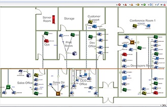 Personalize your network map and pick from colors, images, office floorplans, or download your own network map background.