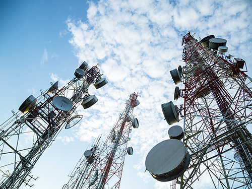 Telecommunications company towers providing reliable service to customers