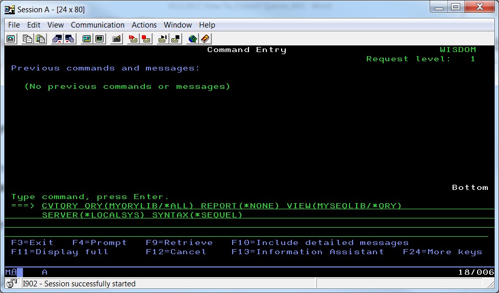 Import Query/400 queries using the IBM i command line from the green screen.