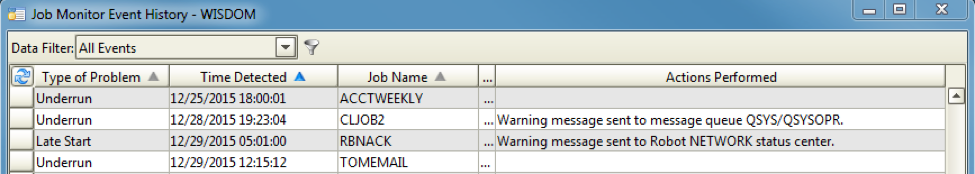 Robot SCHEDULE keeps an audit trail using job monitors