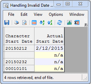 Working with invalid date values