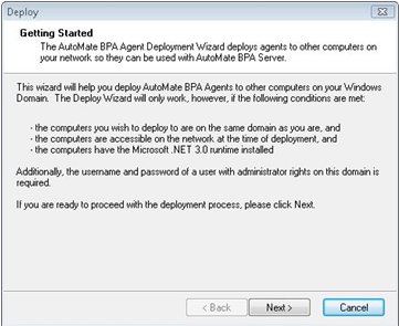 Automate BPA Server Setup deploy screen