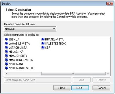 Automate BPA Server Setup deploy screen 