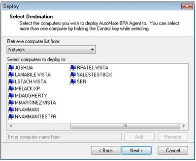 Automate BPA Server Setup deploy screen