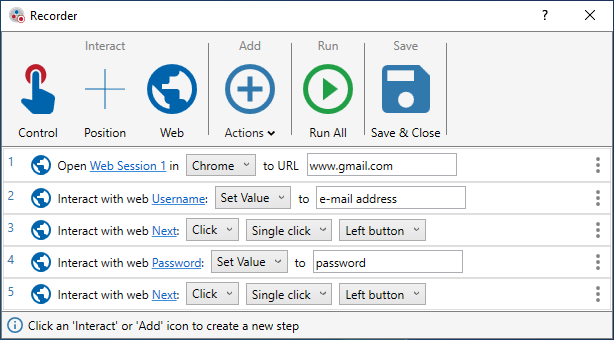 automate recorder web browser action