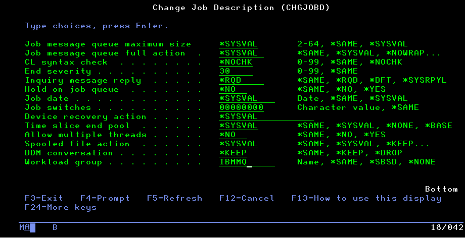 Workload Group parameter in IBM i 7.4 