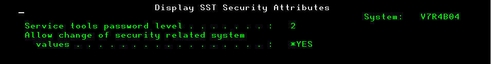 SST Security Attributes in IBM i 7.4