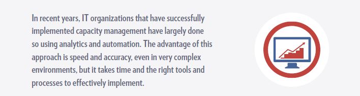 Capacity management is effective when using analytics and automation. Advantages of this approach are speed and accuracy. 