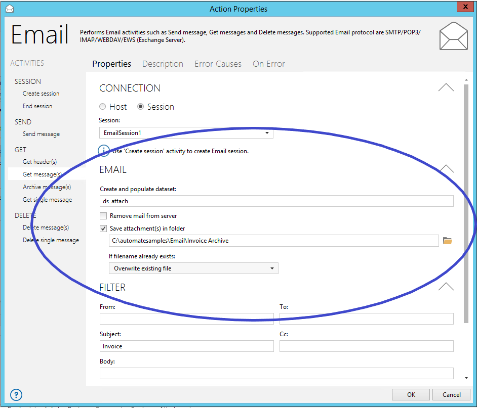 Process attached invoices