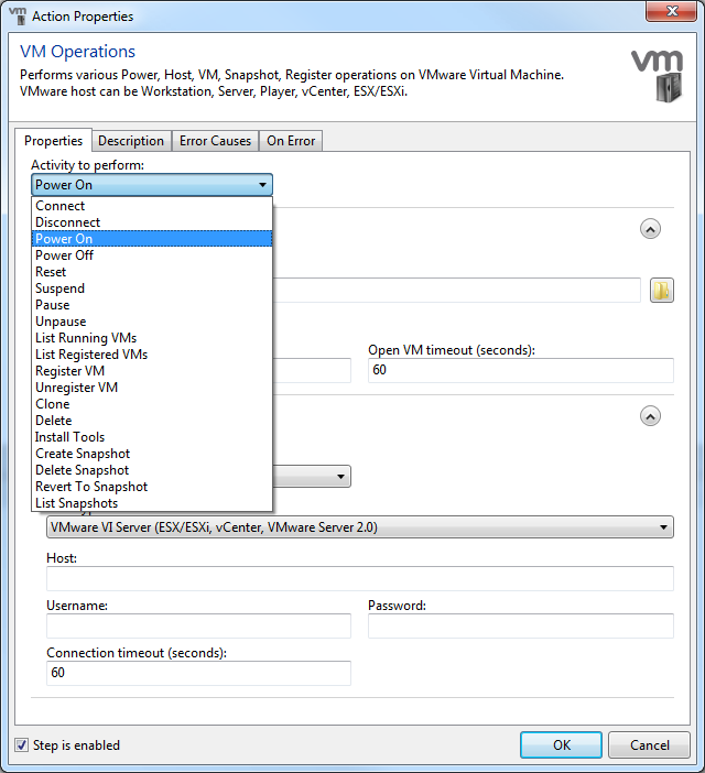 Many Different Activities are Supported in the VMware Operations Action Many Different Activities are Supported in the VMware Operations Action