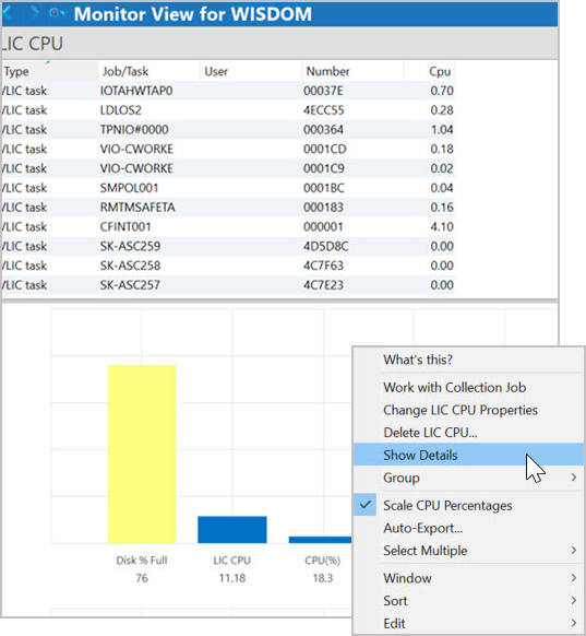 Show Details for CPU in Robot Monitor software for IBM i Show Details for CPU in Robot Monitor software for IBM i