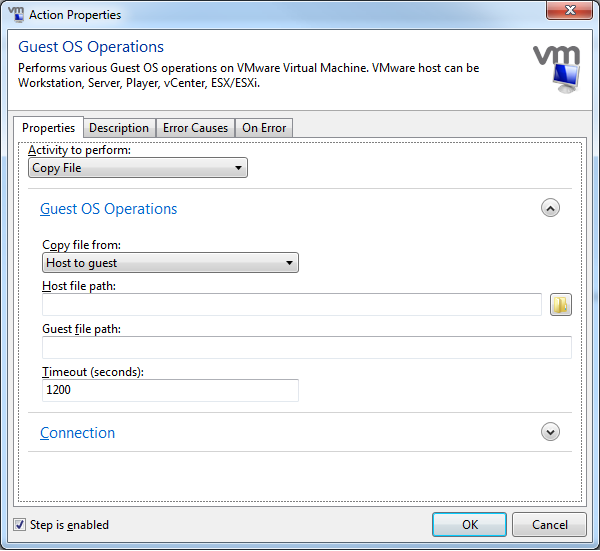 Screenshot of the new VMware Guest Operations Action Screenshot of the new VMware Guest Operations Action