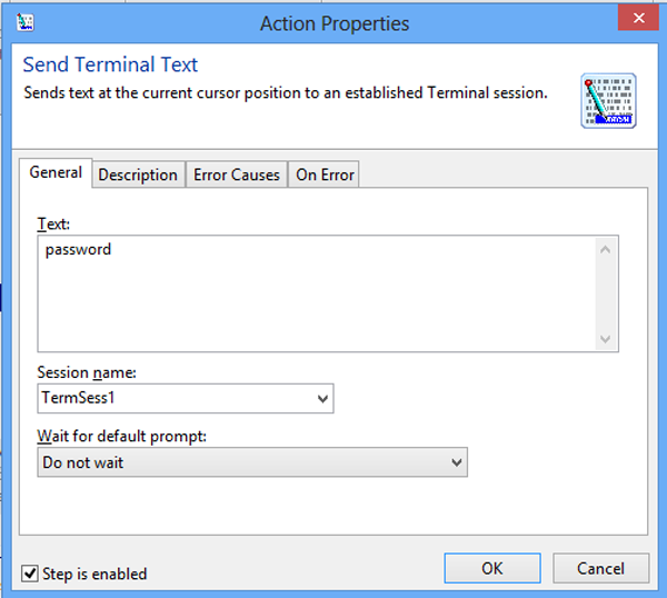 Terminal Text Password