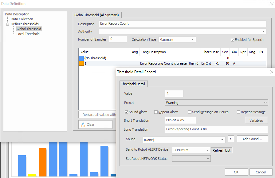 Configure an AIX/VIOS error report count threshold notification of 1 or greater