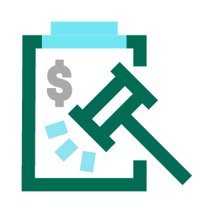 Icon with gavel and dollar sign