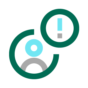 Icon of person with exclamation point