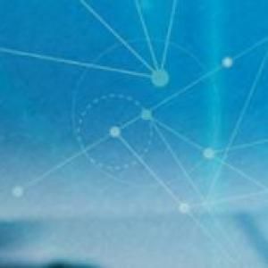 Connected lines on blue background