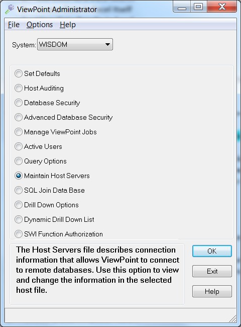 Select Maintain Host Servers in Viewpoint Administrator